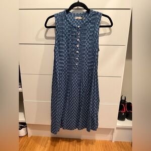 Faherty Isha Dress blue block print size XS